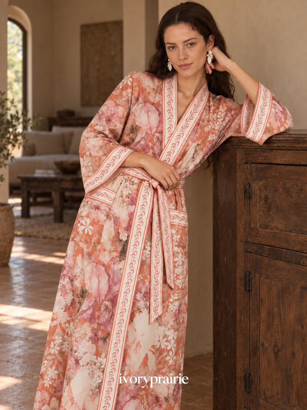 Coral Petal Garden Robe