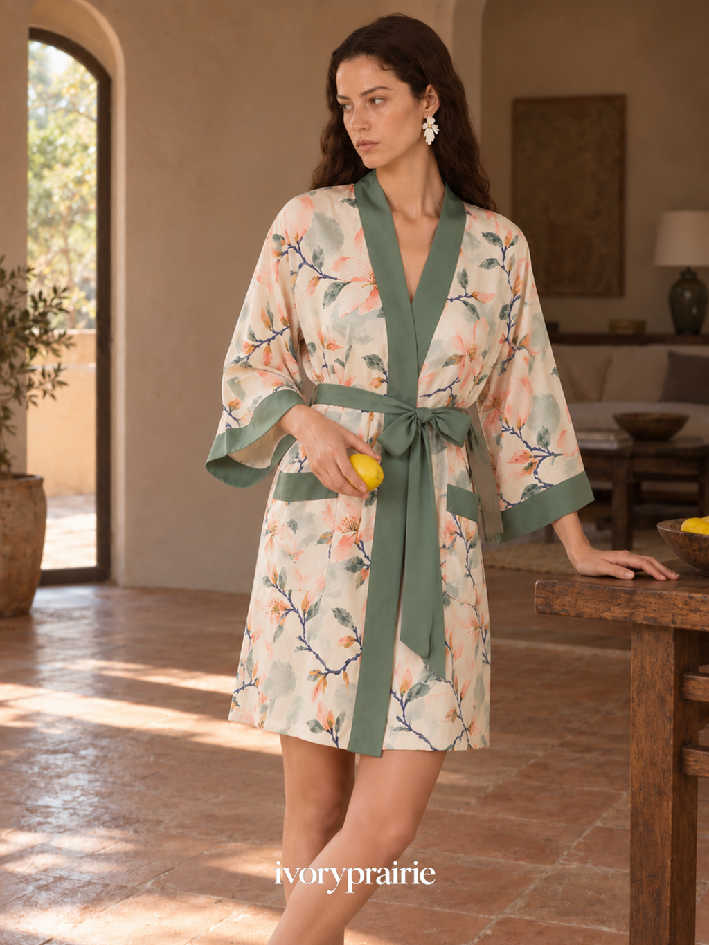 Sage Blossom Short Robe