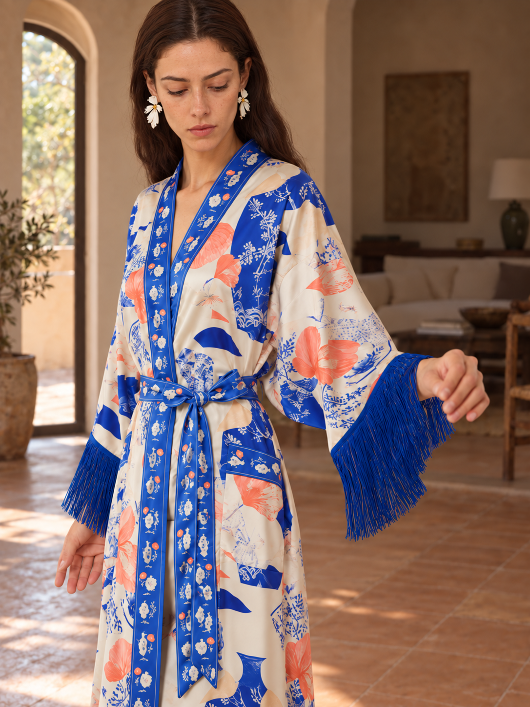 Porcelain Reverie Fringe Robe