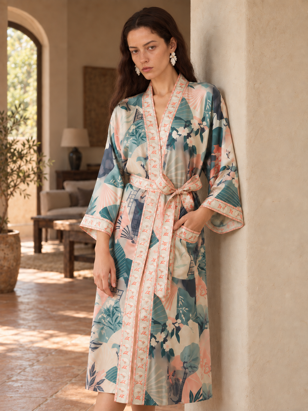 Courtyard Fan Blossom Robe