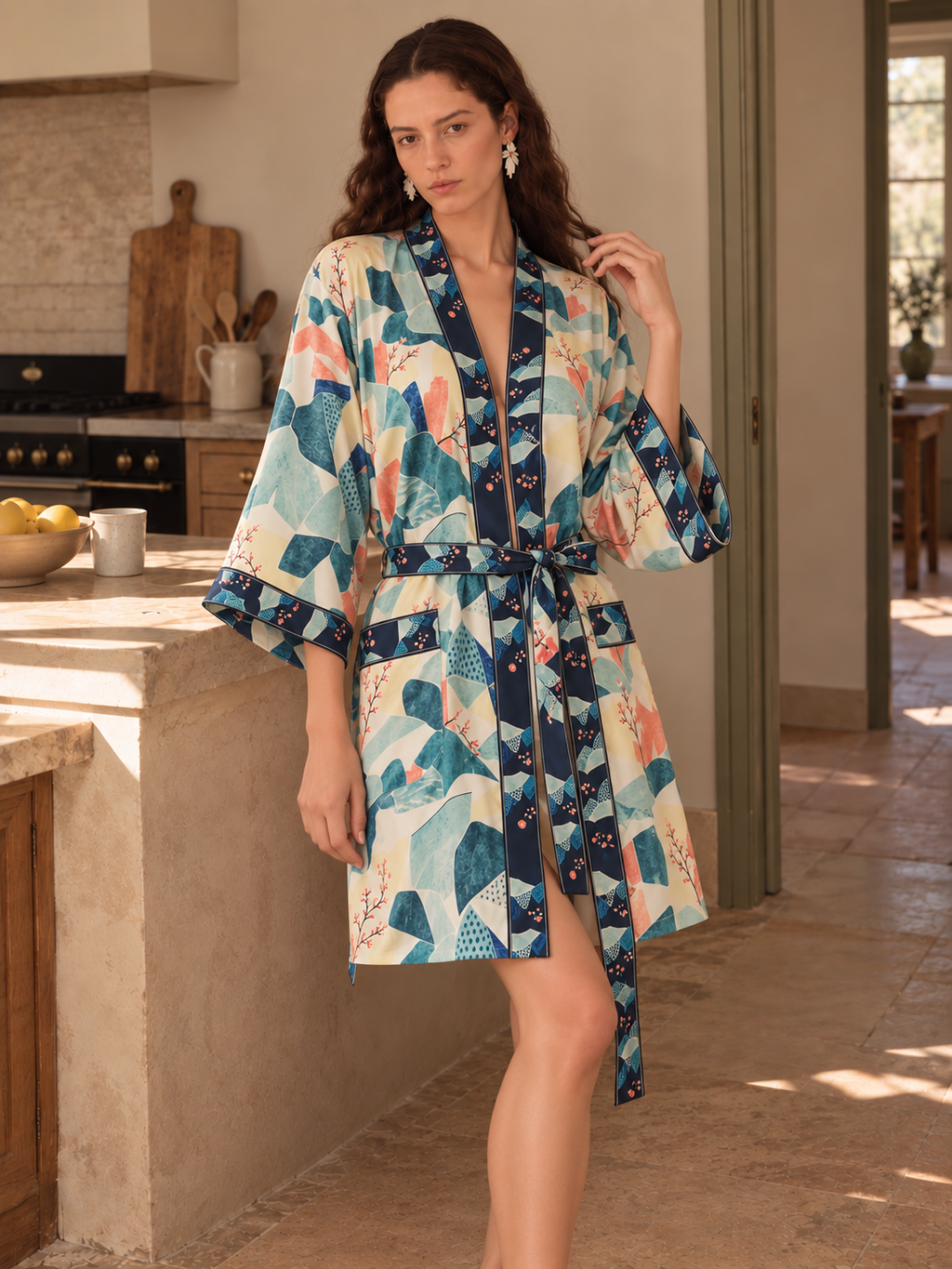 Misty Jade Garden Short Robe