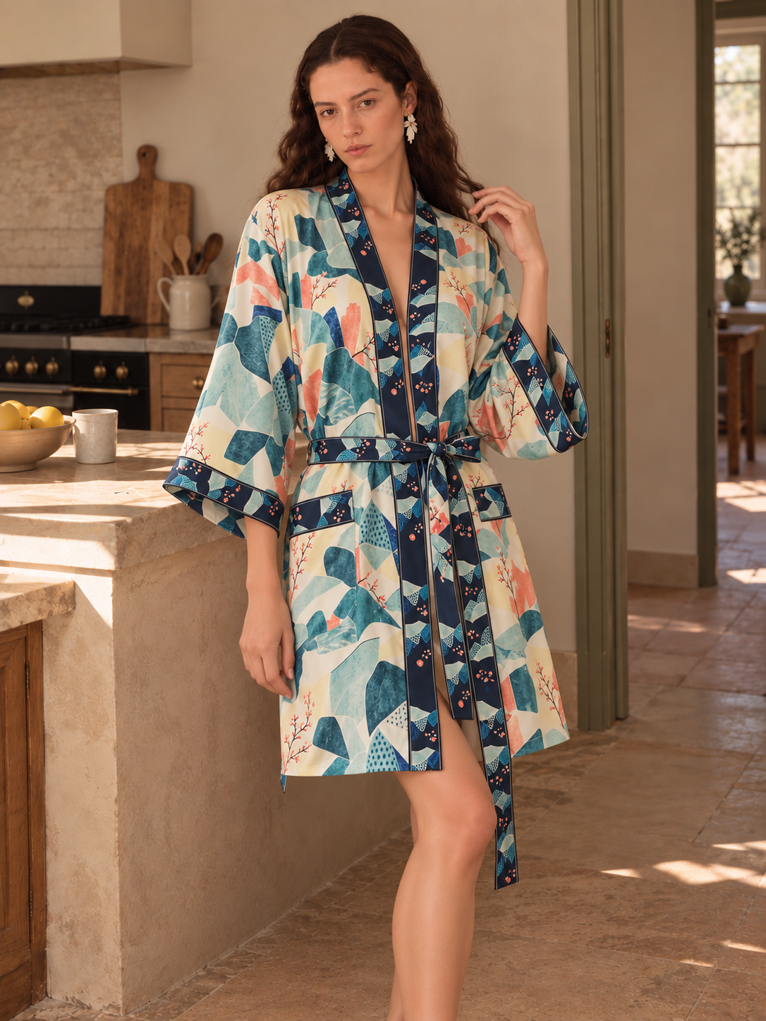 Misty Jade Garden Short Robe