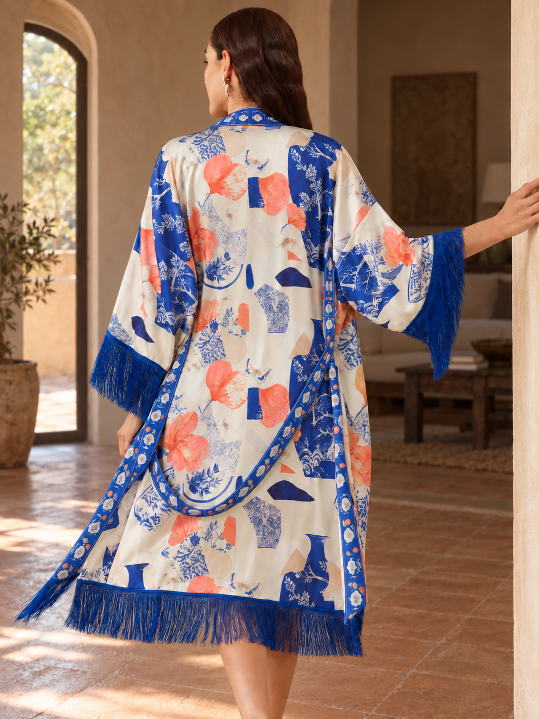Porcelain Reverie Fringe Robe