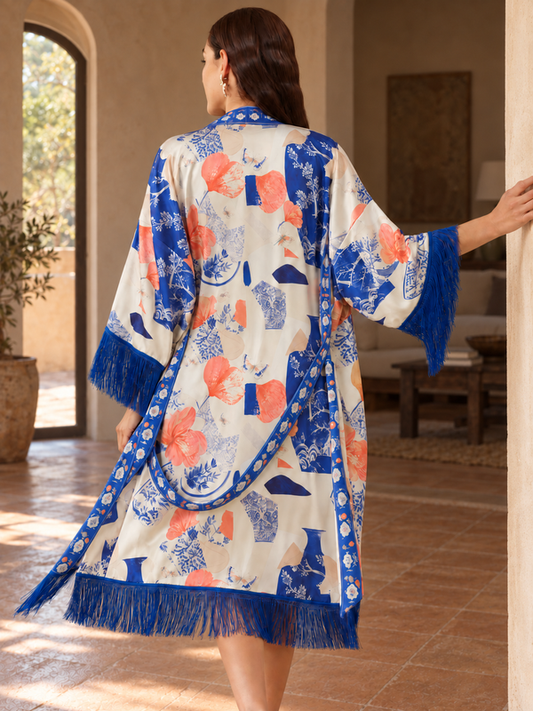 Porcelain Reverie Fringe Robe