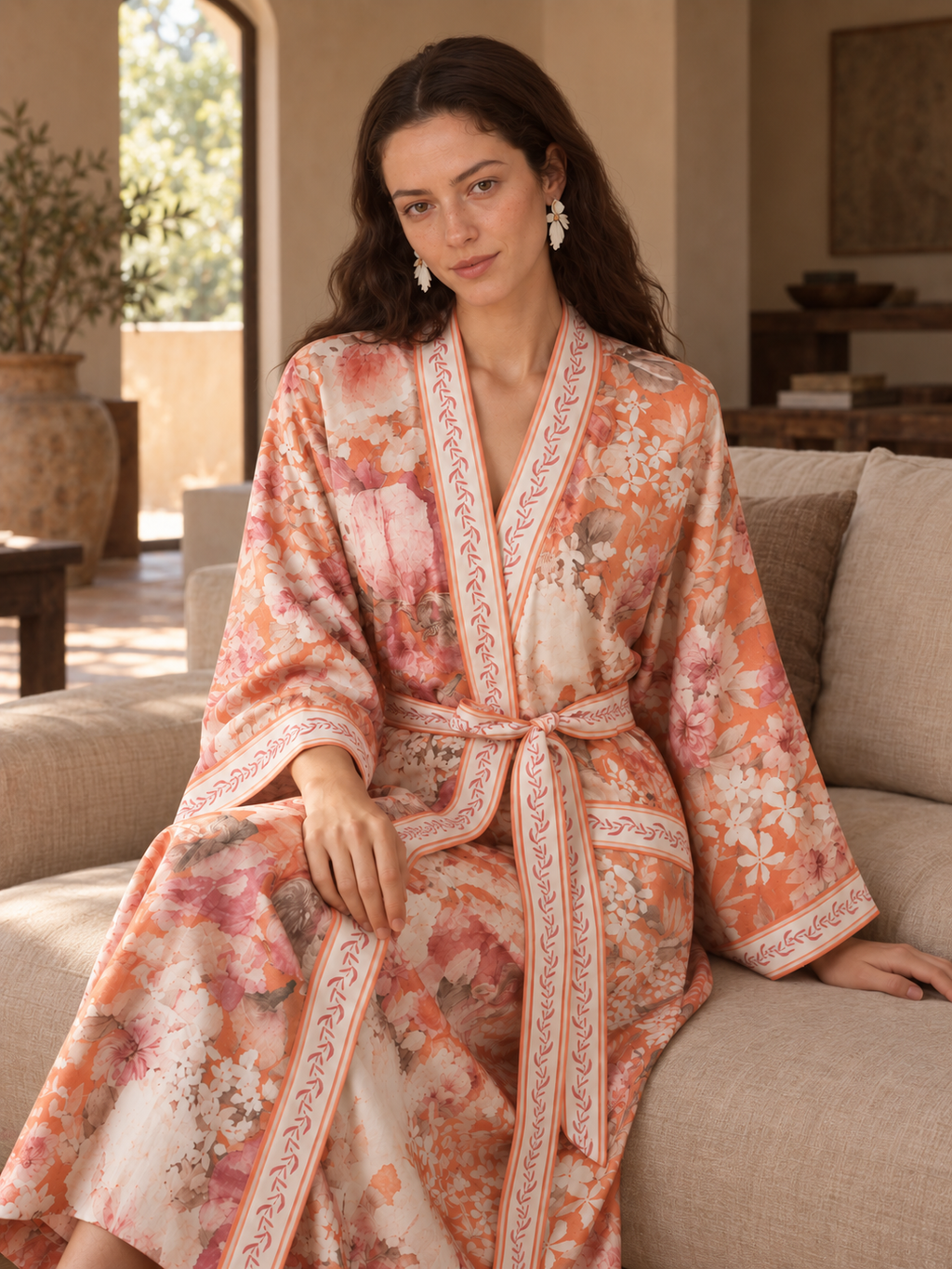 Coral Petal Garden Robe