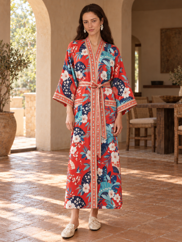 Coral Fan Blossom Robe