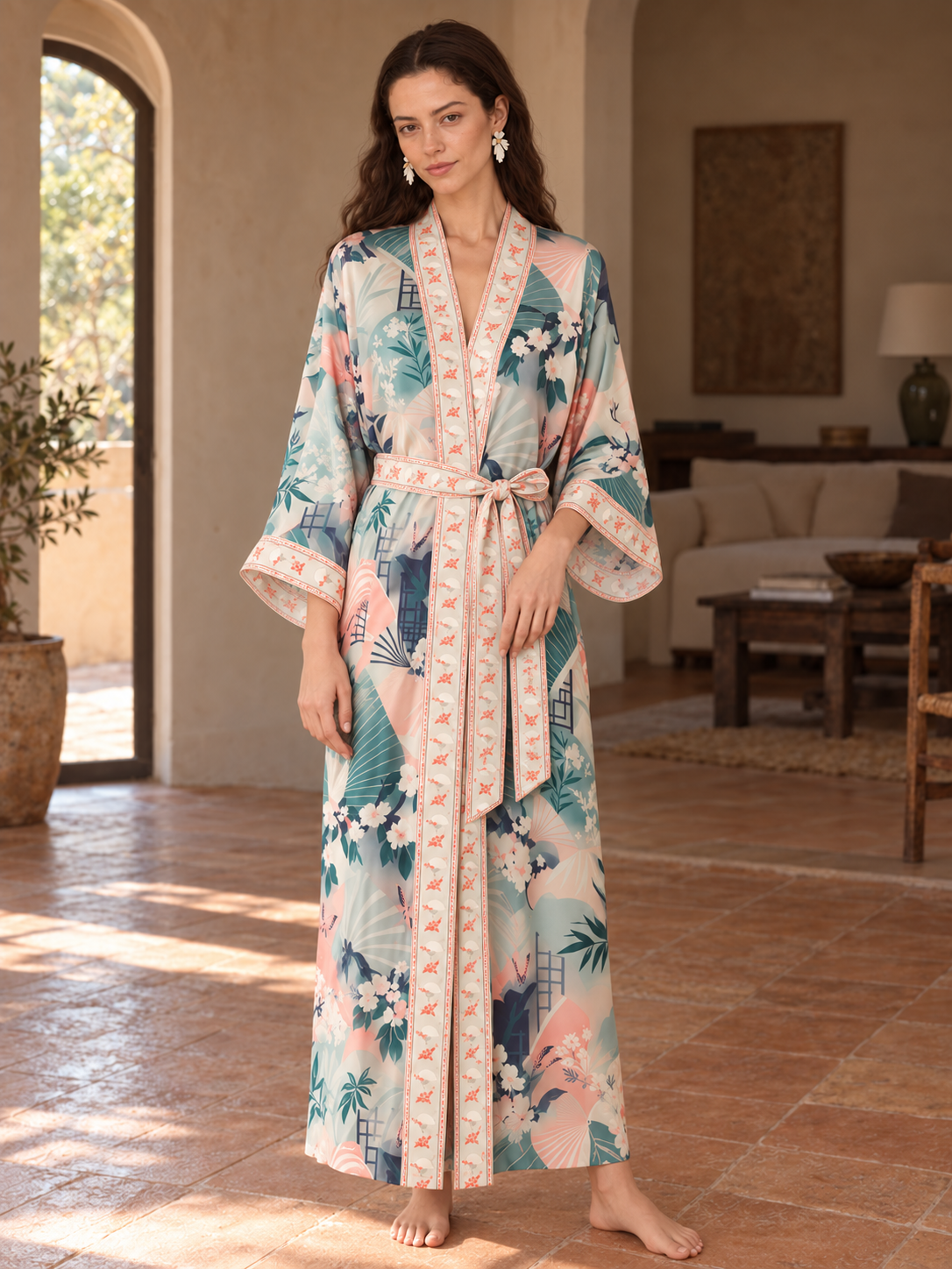 Courtyard Fan Blossom Robe