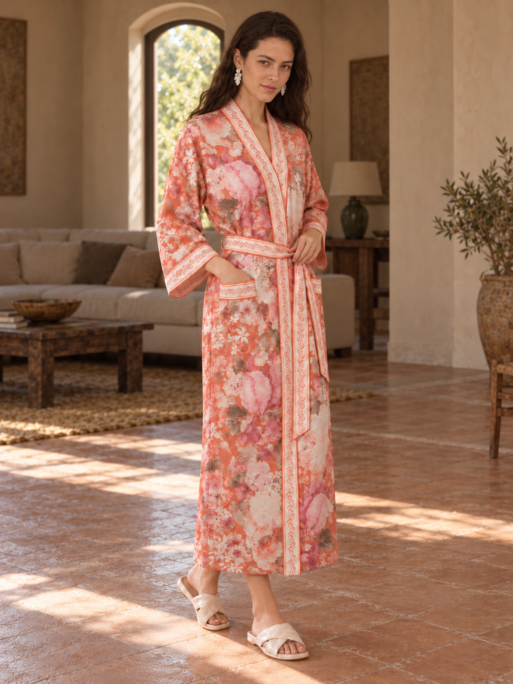 Coral Petal Garden Robe