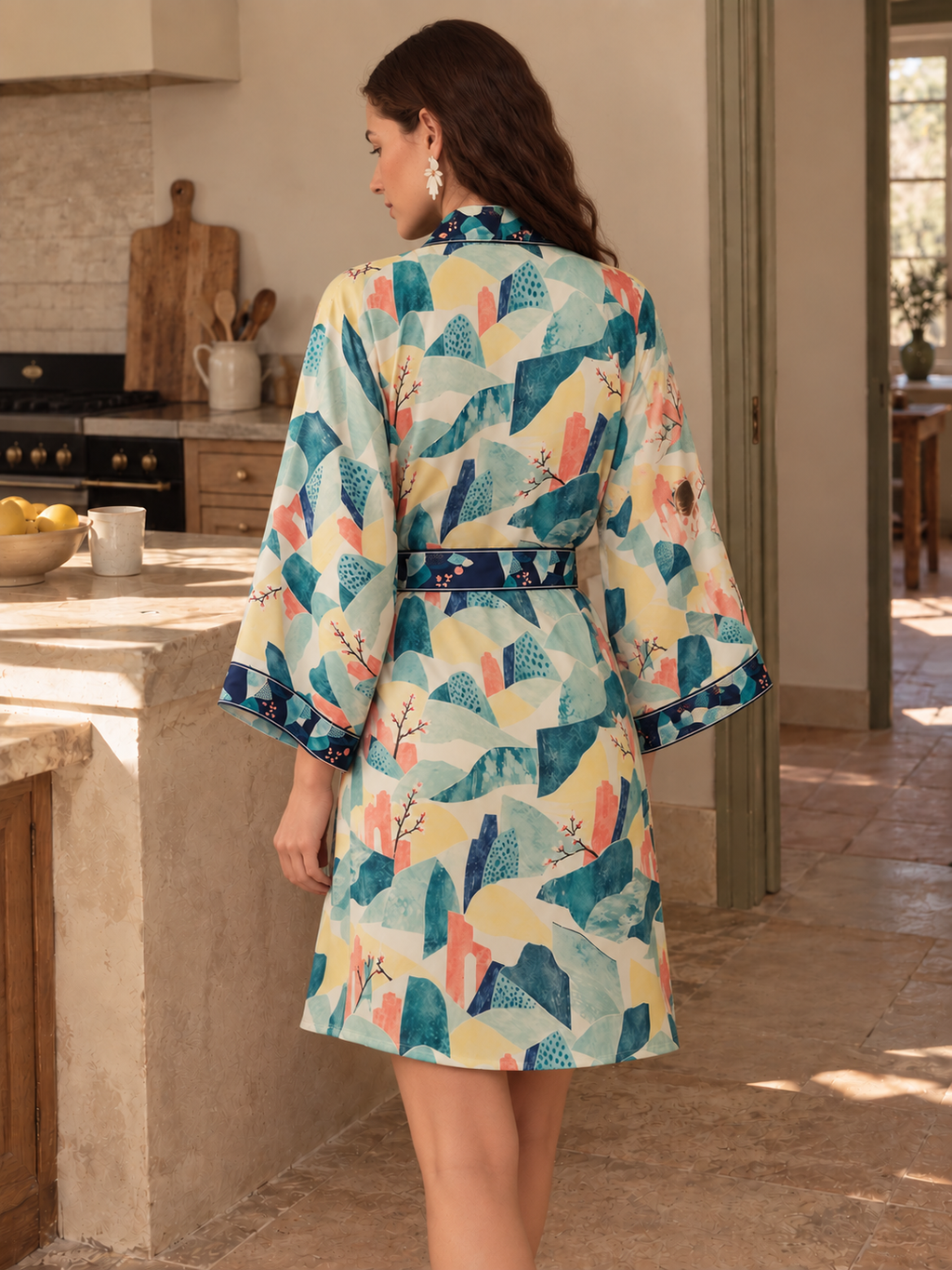Misty Jade Garden Short Robe