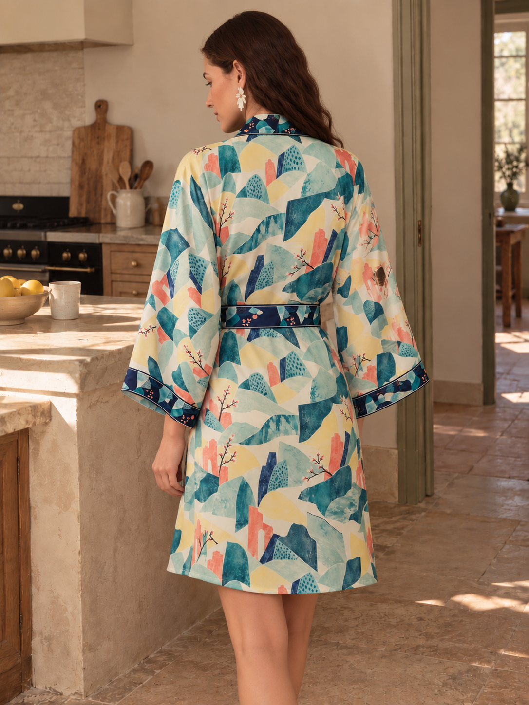 Misty Jade Garden Short Robe
