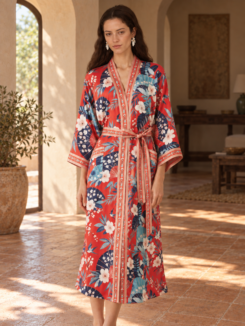 Coral Fan Blossom Robe