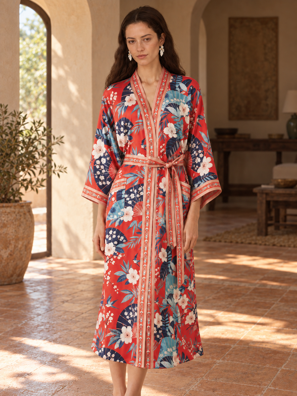 Coral Fan Blossom Robe