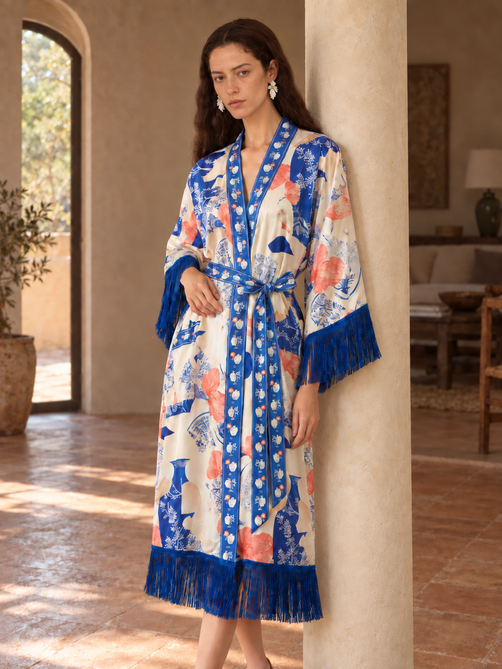 Porcelain Reverie Fringe Robe