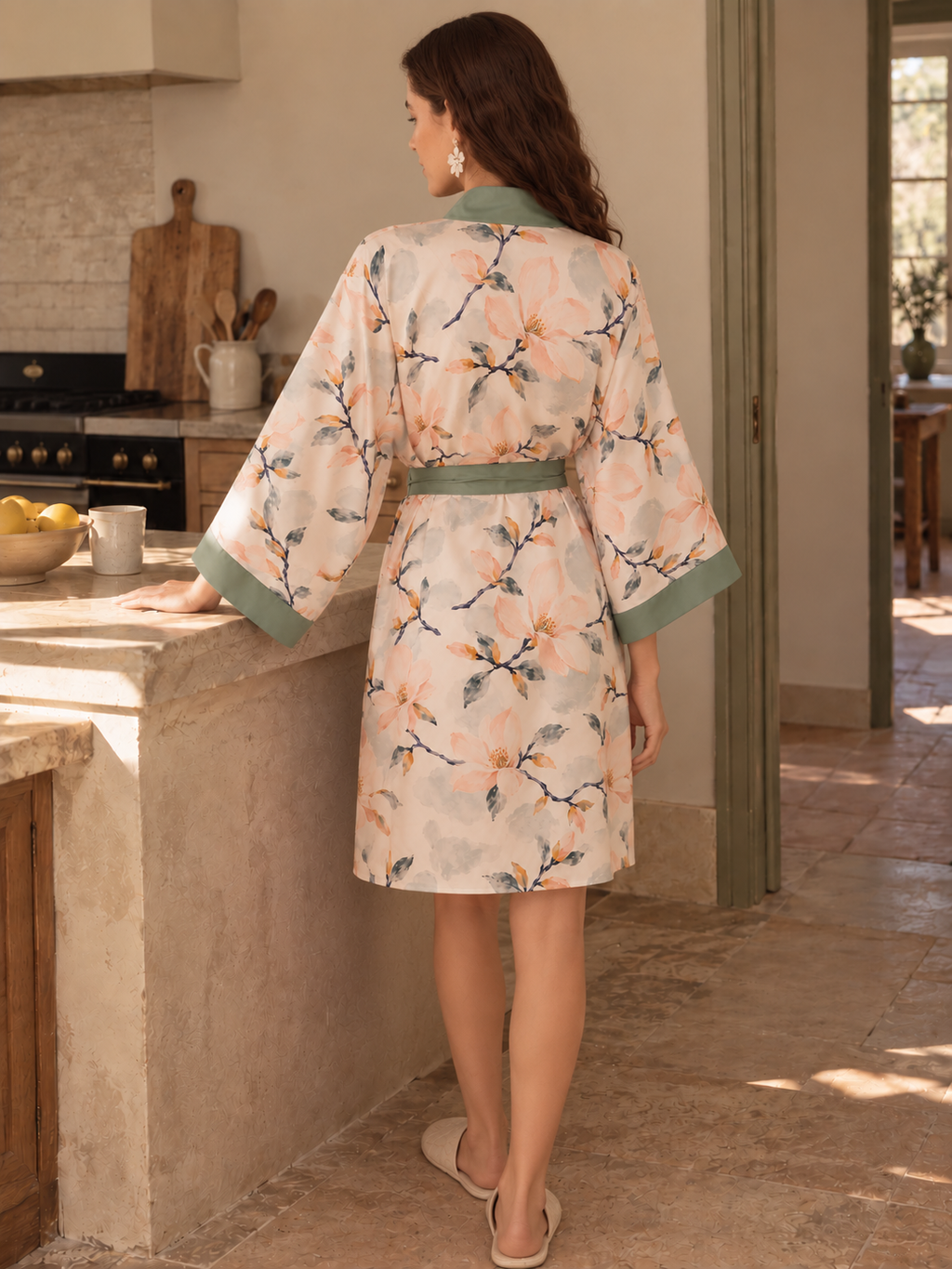 Sage Blossom Short Robe