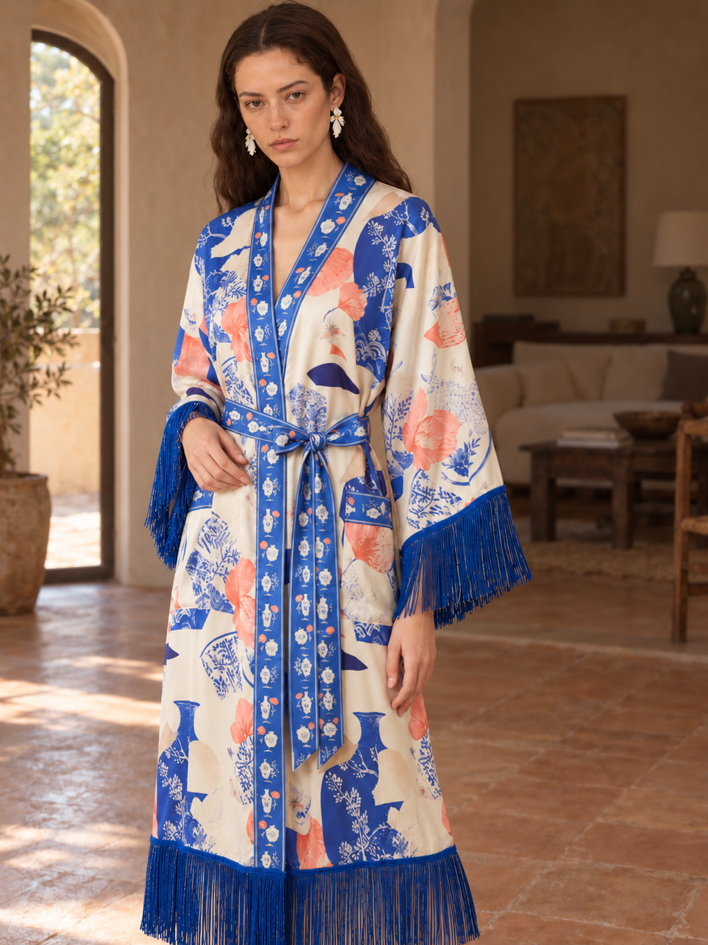 Porcelain Reverie Fringe Robe