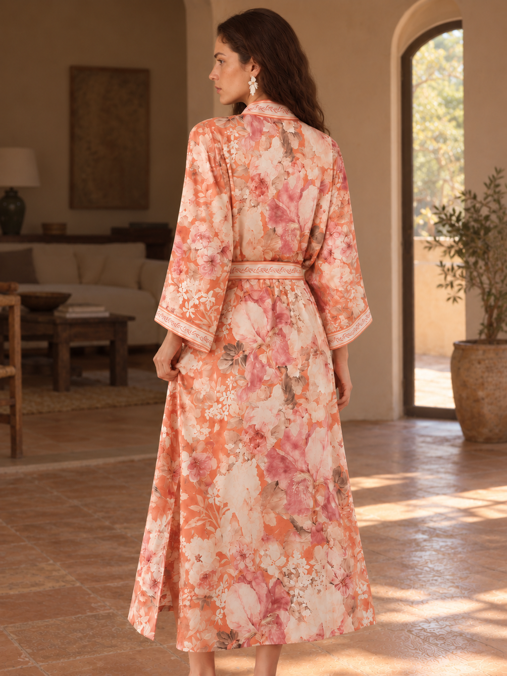 Coral Petal Garden Robe