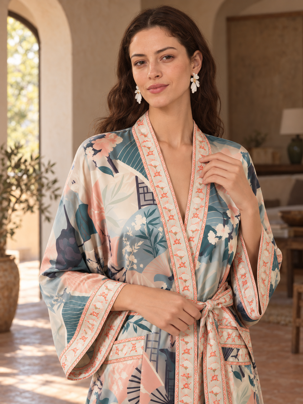 Courtyard Fan Blossom Robe