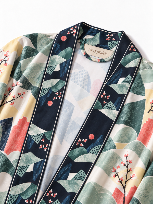 Misty Jade Garden Short Robe