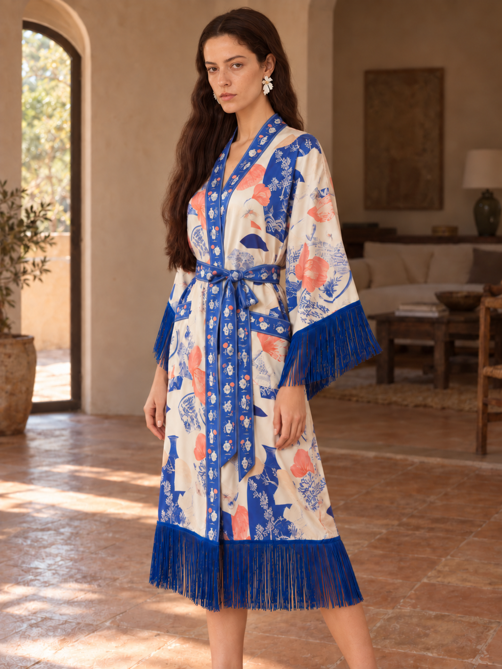 Porcelain Reverie Fringe Robe