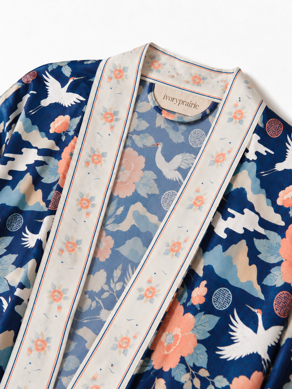 Peony Crane Garden Robe